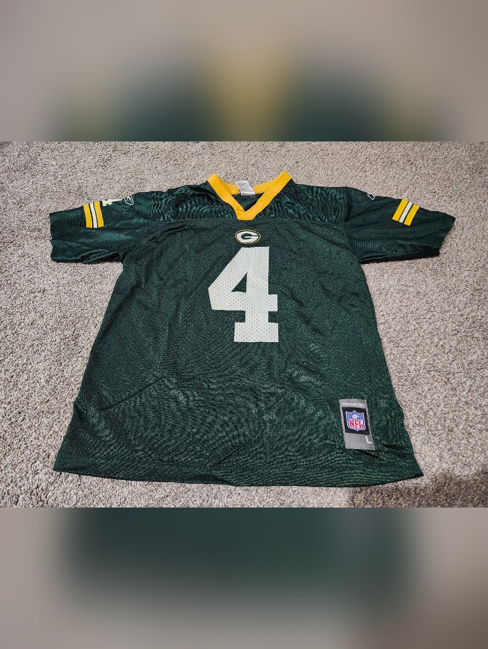Reebok Greenbay Packers Green & Gold NFL #4 Jersey Boys Size Large